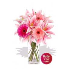 Gerberas and Oriental Lily Vase Bouquet